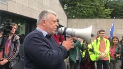 Brexit: Protesters gather outside British Embassy in Dublin News Clip