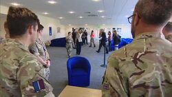 Duchess of Cambridge meets those who supported the UK's evacuation of civilians from Afghanistan, at RAF Brize Norton News Clip