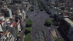 CLEAN : AERIAL SHOTS of Argentina fans waiting for team in Buenos Aires News Clip
