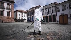 CLEAN : Coronavirus: cleaning crew disinfects streets of Ouro Preto, Brazil News Clip
