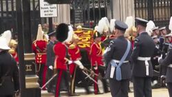 CLEAN : Procession carrying Queen Elizabeth II from Westminster Hall to Abbey begins News Clip