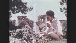 1970s: Man operates computer, women type Stock Footage