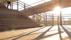 Jogging on a big bridge. Stock Footage