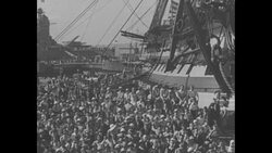Jack Tars sing from the bow of the HMS Victory in drydock at Portsmouth, England News Clip