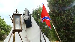 background - civil war in the USA - camp of the Confederates Stock Footage