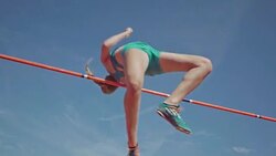 young woman in training for track and field Stock Footage
