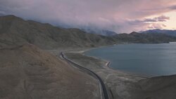 Drone Views from China's Heidu Mountain Range to Chaka Salt Lake Stock Footage