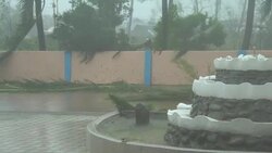 Hurricane Powerful Wind Blowing Spray Through Air Stock Footage