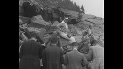 President Franklin Roosevelt with family and group of people at his summer retreat on Campobello Island in New Brunswick, Canada News Clip