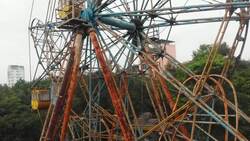 Eerie Drone Tour: The Stillness of Deserted Theme Parks Stock Footage