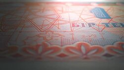 1 Kazakhstani Tenge Reverse 1993  Micro Displacement Close Up Macro Stock Footage