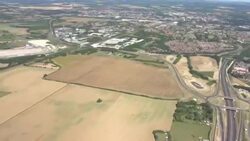 Aerials of proposed new post-Brexit Ashford customs clearance lorry park News Clip