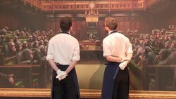 CLEAN : REFILE: Banksy's Devolved Parliament comes to auction before Brexit News Clip