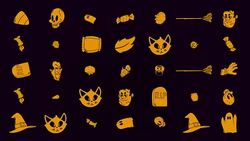 Halloween background animation with the pumpkins, skulls, coffins, ghosts Stock Footage