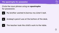 Spelling words with the apostrophe for singular possession Instructional Video