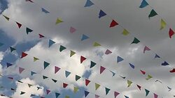 Carnival celebrate banner party flags Stock Footage