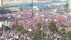 CLEAN : Tens of thousands demonstrate again as Lebanon's government frays News Clip
