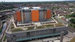 Drone shots of hospital under construction News Clip