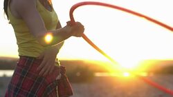 girl with Hoop in nature Stock Footage