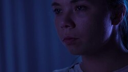 Portrait of stressed female drinking red wine alone, alcohol abuse, slow-motion Stock Footage