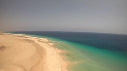 Aerial view of beautiful Fuerteventura's beach. Stock Footage