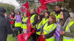 Unite union members picket at Heathrow Airport News Clip