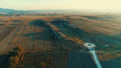 Aizanoi - Theatre and Stadium - Sunrise / Aerial Stock Footage
