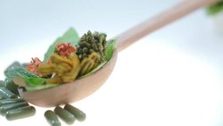 Herbal medicine concept. Homeopathy herbal pills. Natural treatment Stock Footage