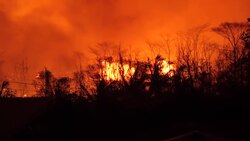 Night shots of lava burning roads and forests after Kilauea volcano eruption News Clip