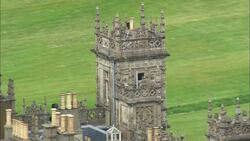 Downton Abbey: Epic Drone Flight Over The Castle Stock Footage