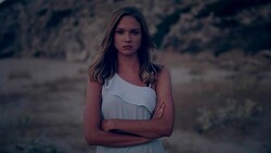 The couple that argues together stays together. Angry woman looking at camera Stock Footage