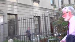 Gerry Adams leaves Dublin High Court where he is bringing a legal action against the BBC News Clip