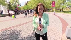 Pro-Palestinian rally taking place at Stony Brook train station; parking lot closed News Clip