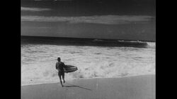 Hawaii, 1952: Temperate climate enables visitors and residents of Hawaii to go surfing at any time of the year Stock Footage