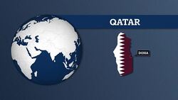 Earth Sphere Map and Qatar Country Map with National Flag Stock Footage