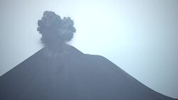 Lava And Ash Explode From Crater Of Krakatau Volcano Stock Footage