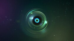 Blue eye in camera lens Stock Footage