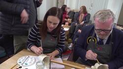 Kate Forbes takes part in pottery class on SNP's election campaign trail News Clip