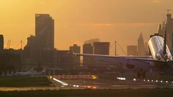 London City Airport runway Stock Footage