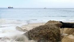 Wide Angle: Sand Flowing Out of Pipe Stock Footage