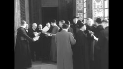 Cardinal James Francis McIntyre, Archbishop of Los Angeles is among new cardinals at the elevation of cardinal ceremony in Vatican City News Clip