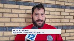 Good Samaritans rescue driver after car plunges over 10-foot wall News Clip