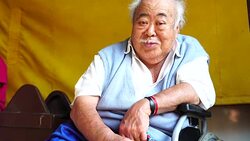 Wheelchair Asian Senior Men Portrait Stock Footage