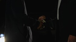 Male in business suit paying for cocaine package, illegal drug trade, addiction Stock Footage