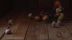 The vegetables fall onto the Board Stock Footage