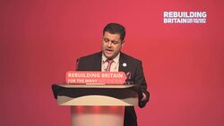 Colin Monehen makes impassioned pro-Palestine speech at Labour party conference Stock Footage
