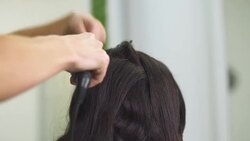 Beautiful girl in a beauty salon Stock Footage