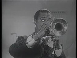 Louis Armstrong playing the trumpet, various shots, c.1924 Stock Footage