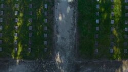 Old Cemetery in a park (aerial) Stock Footage