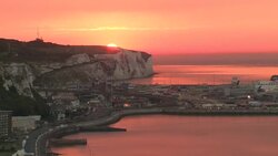 Red Sunrise over Dover Port of Dover News Clip